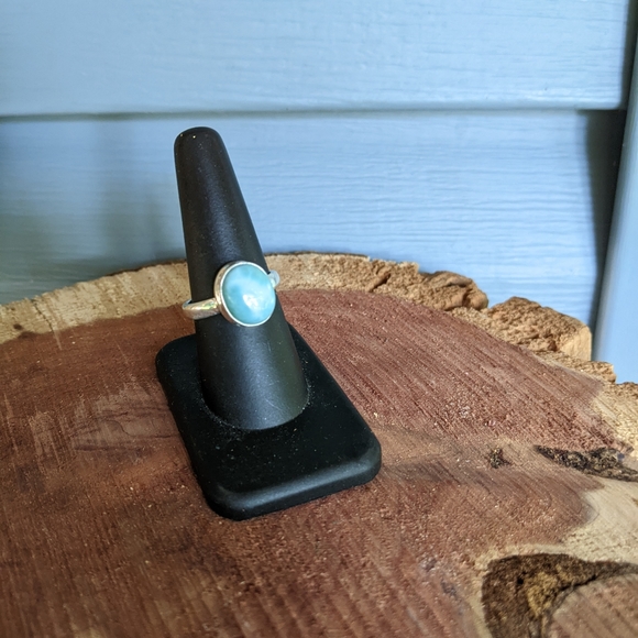 SALE! Larimar Sterling Silver Ring 925 - Picture 7 of 9